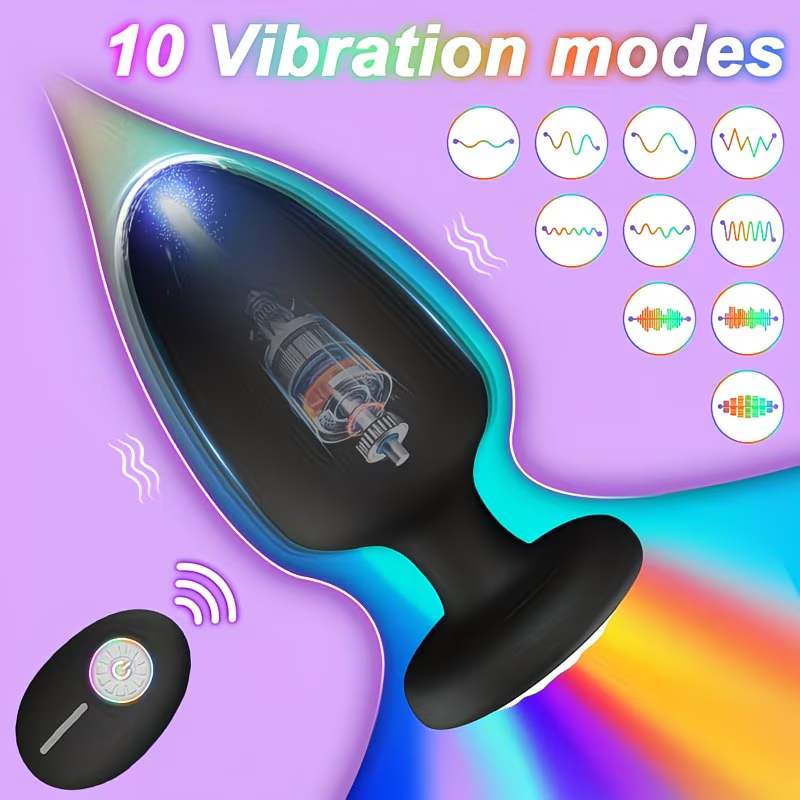 Rainbow Glow Vibrating Butt Plug