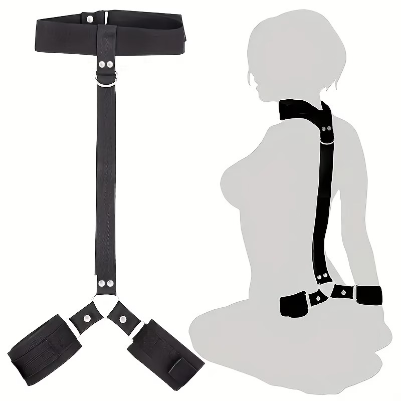 Black Neck-to-Wrist Bondage Restraint Kit