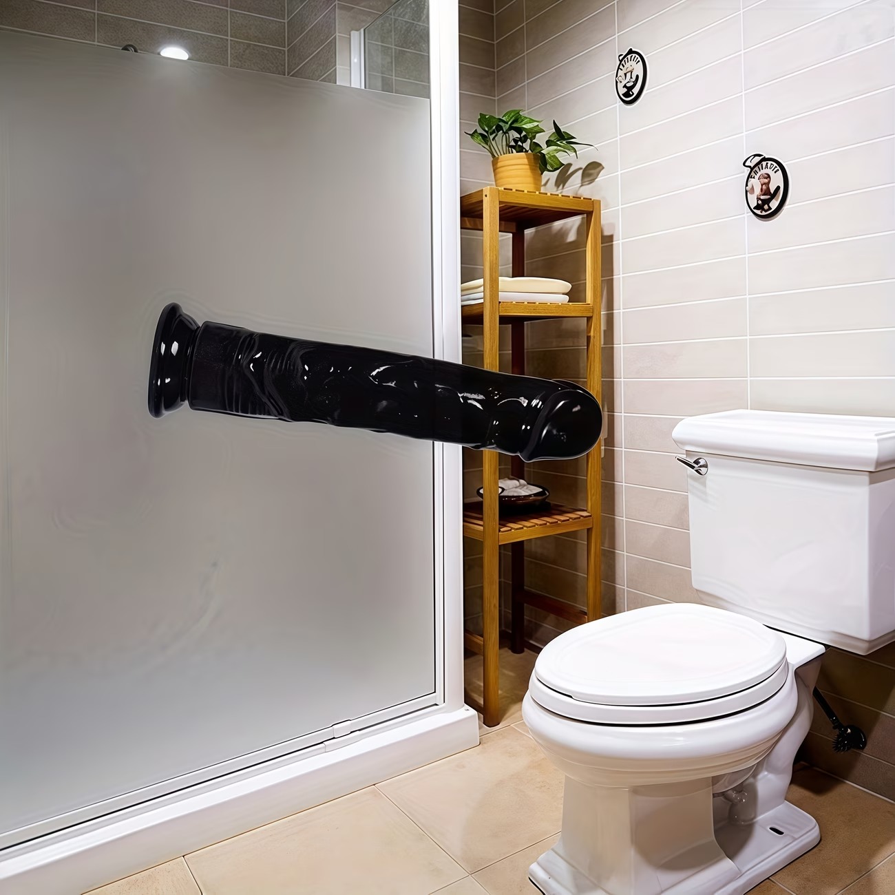 Large Black Realistic Suction Cup Dildo – Shower & Hands-Free Play
