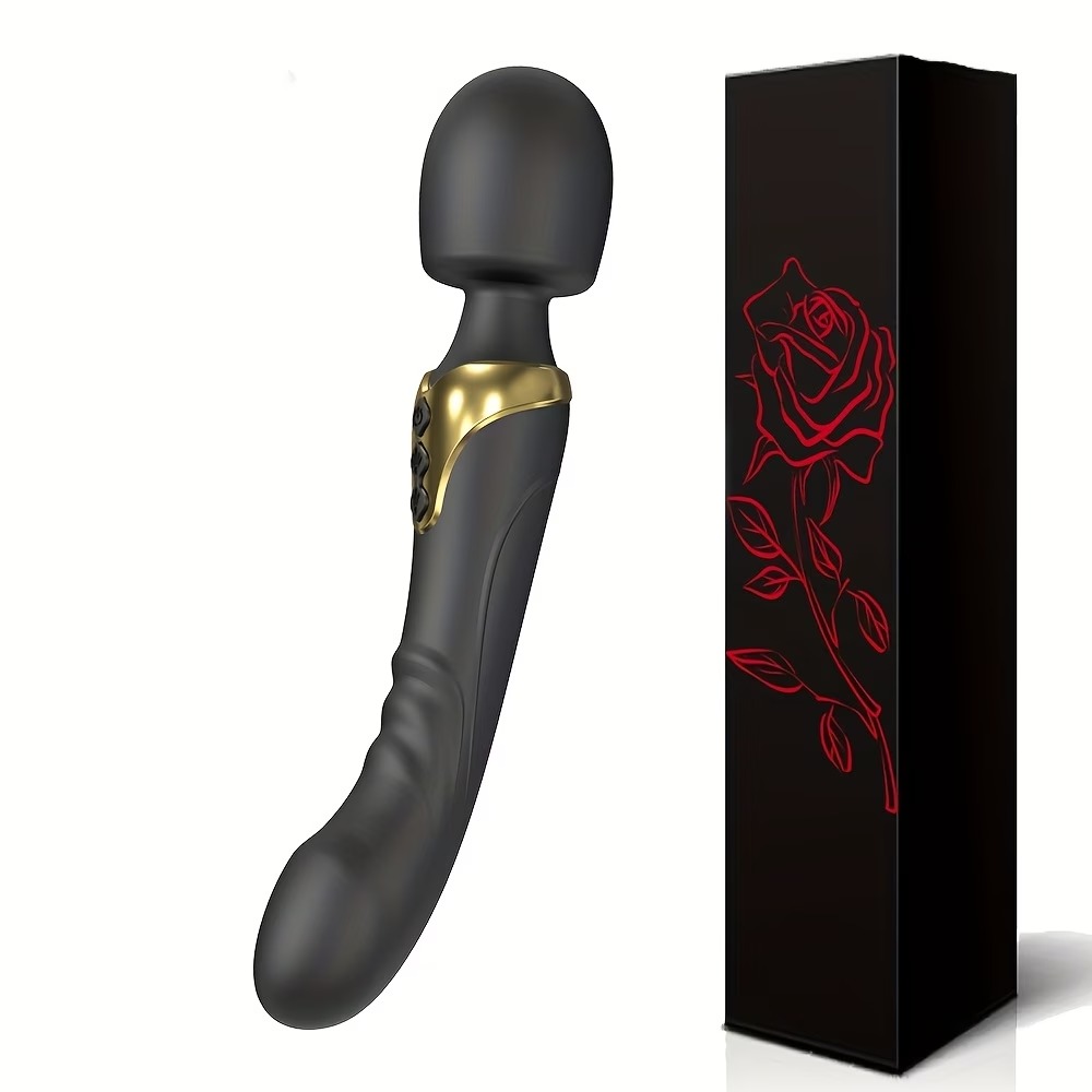 Luxury Black Rose Wand Vibrator – Powerful Clitoral & Full-Body Massager