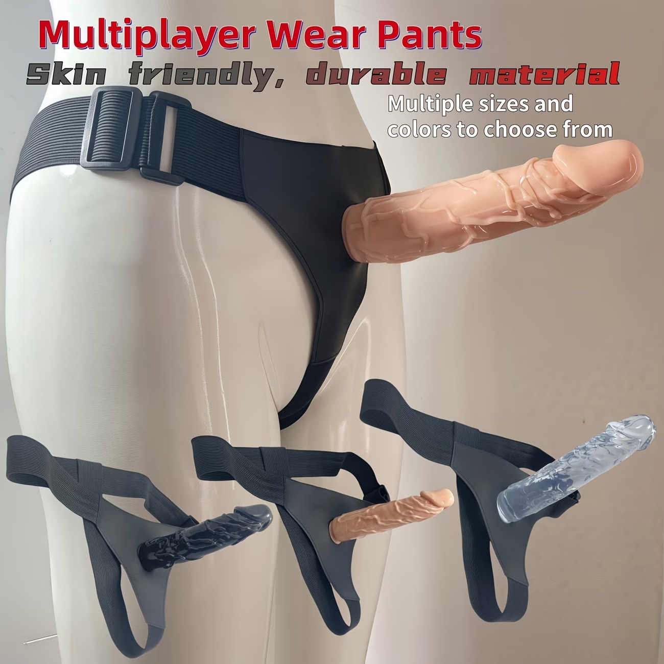 Adjustable Strap-On Harness with Realistic Dildo – Multiplayer Wear Pants